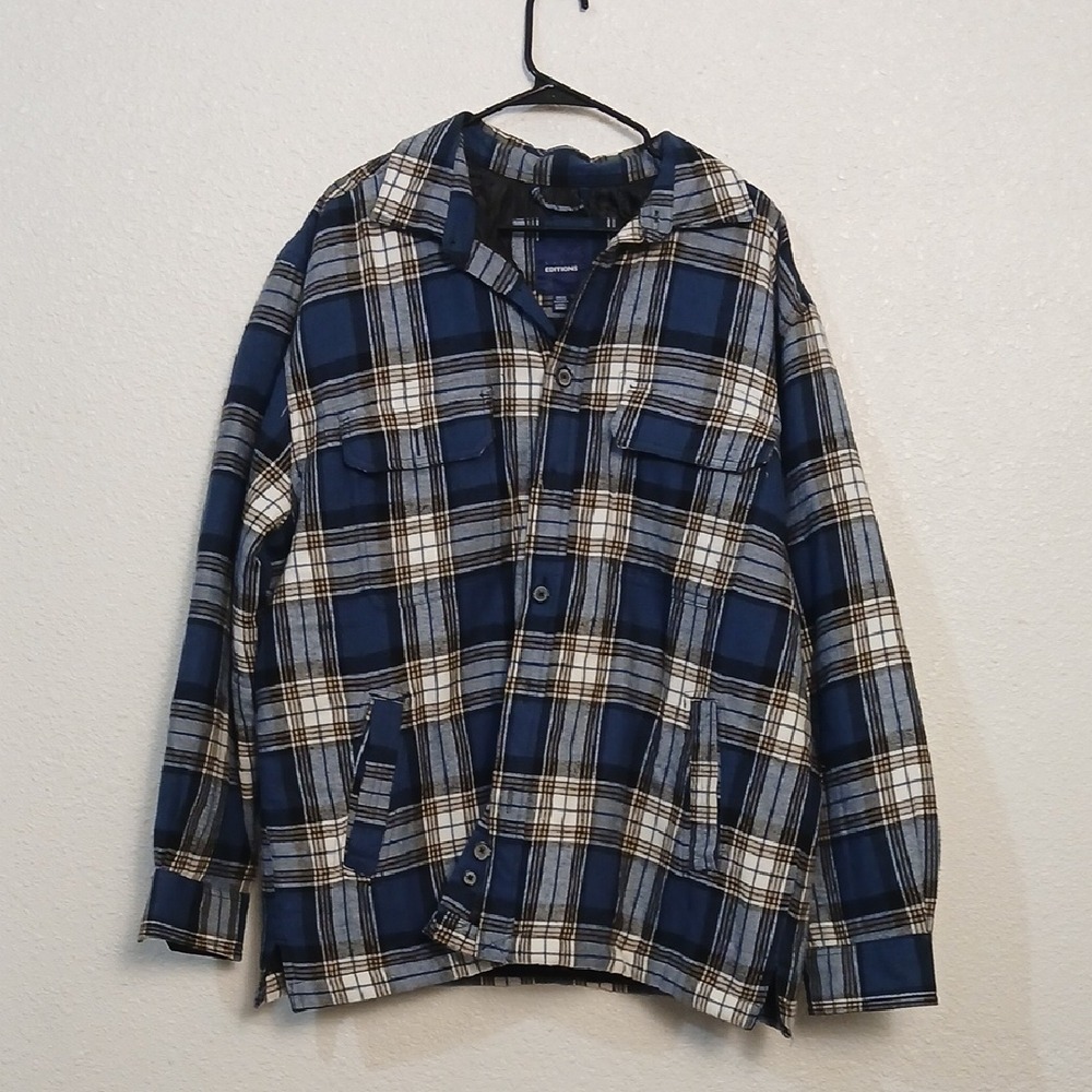 Basic Editions Navy and Cream Plaid Men's Jacket